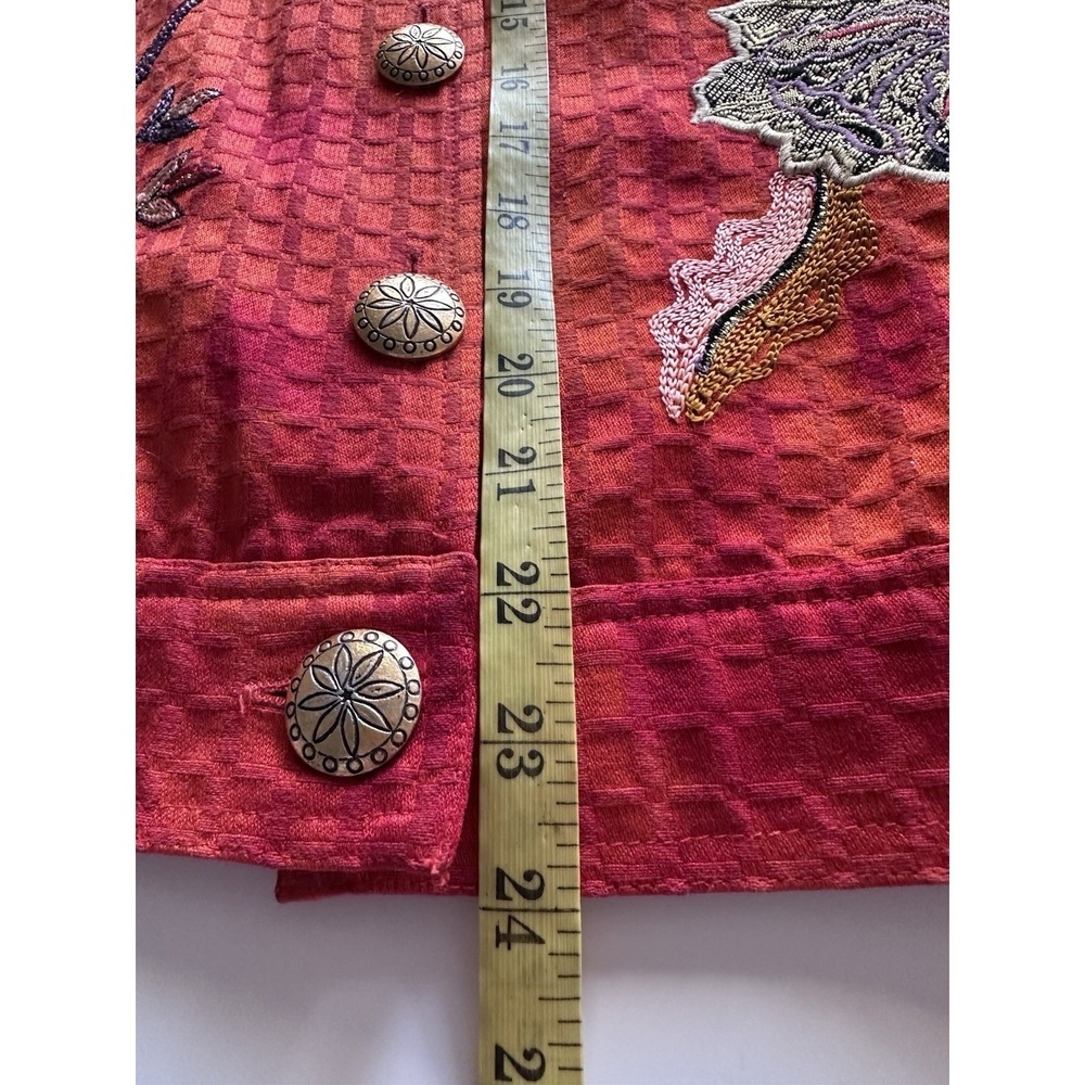 Drapers & Damons Artwear Embroidered Floral Jacket Boho Women Petite Large - Picture 10 of 13